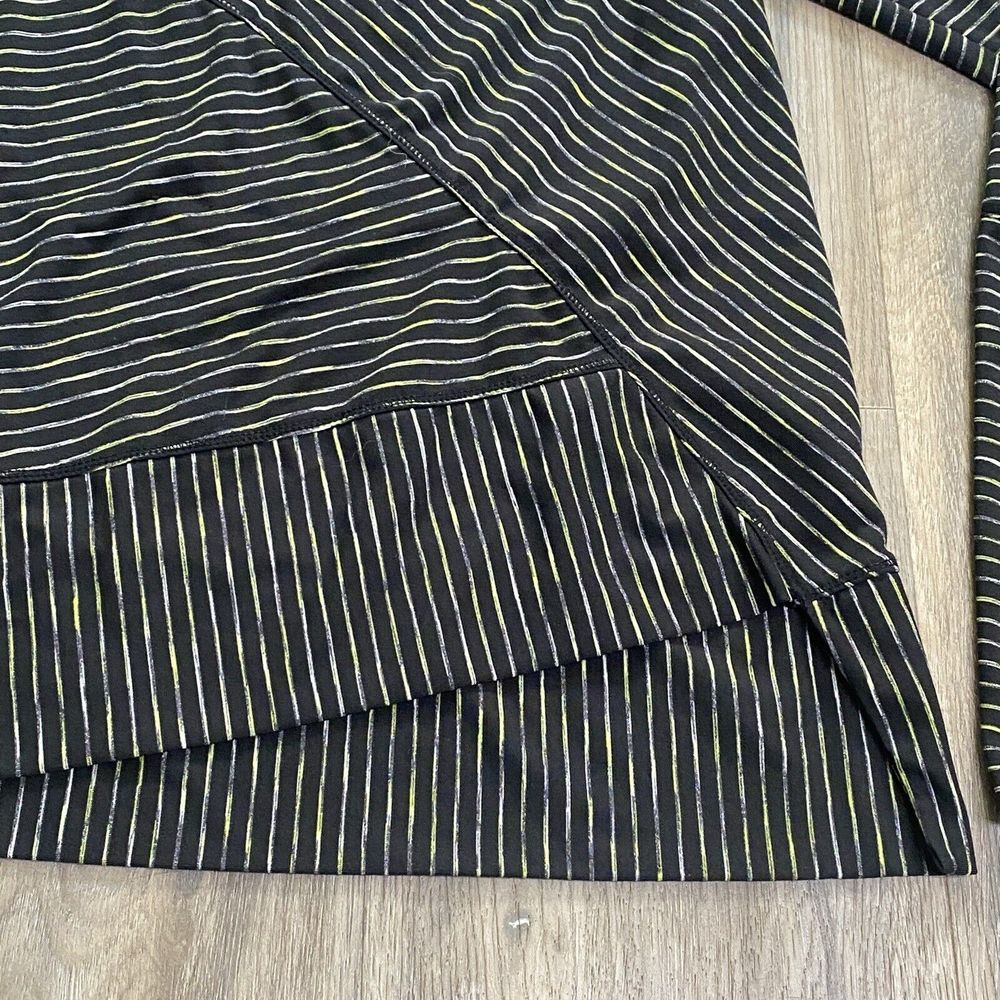 PRANA Top Medium Black Yellow Striped Asymmetric Alicia Pullover Long Sleeve Top - Picture 3 of 9